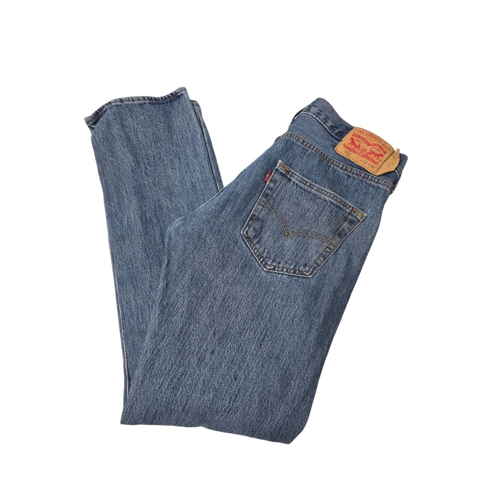 Levis 501 Original Fit Mens 100% Cotton Straight Leg Blue Denim Jeans 30x32 EUC